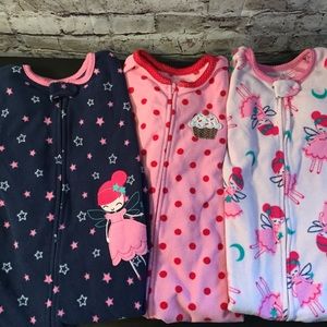 Bundle of 3 Carters Fleece Footie Pajamas- 3T